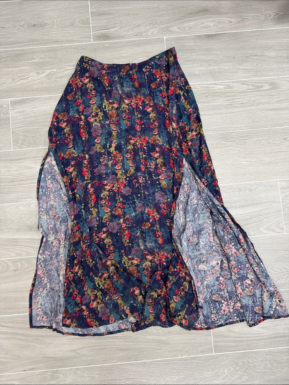 NATURAL LIFE Navy Floral Maxi Skirt with Pink & Green Accents - Picture 2 of 6